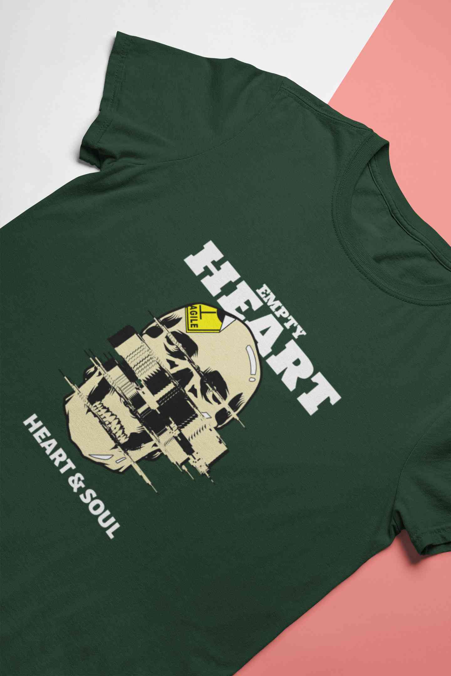 Skull Empty Heart And Soul Graphic Women Half Sleeves T-shirt- FunkyTeesClub