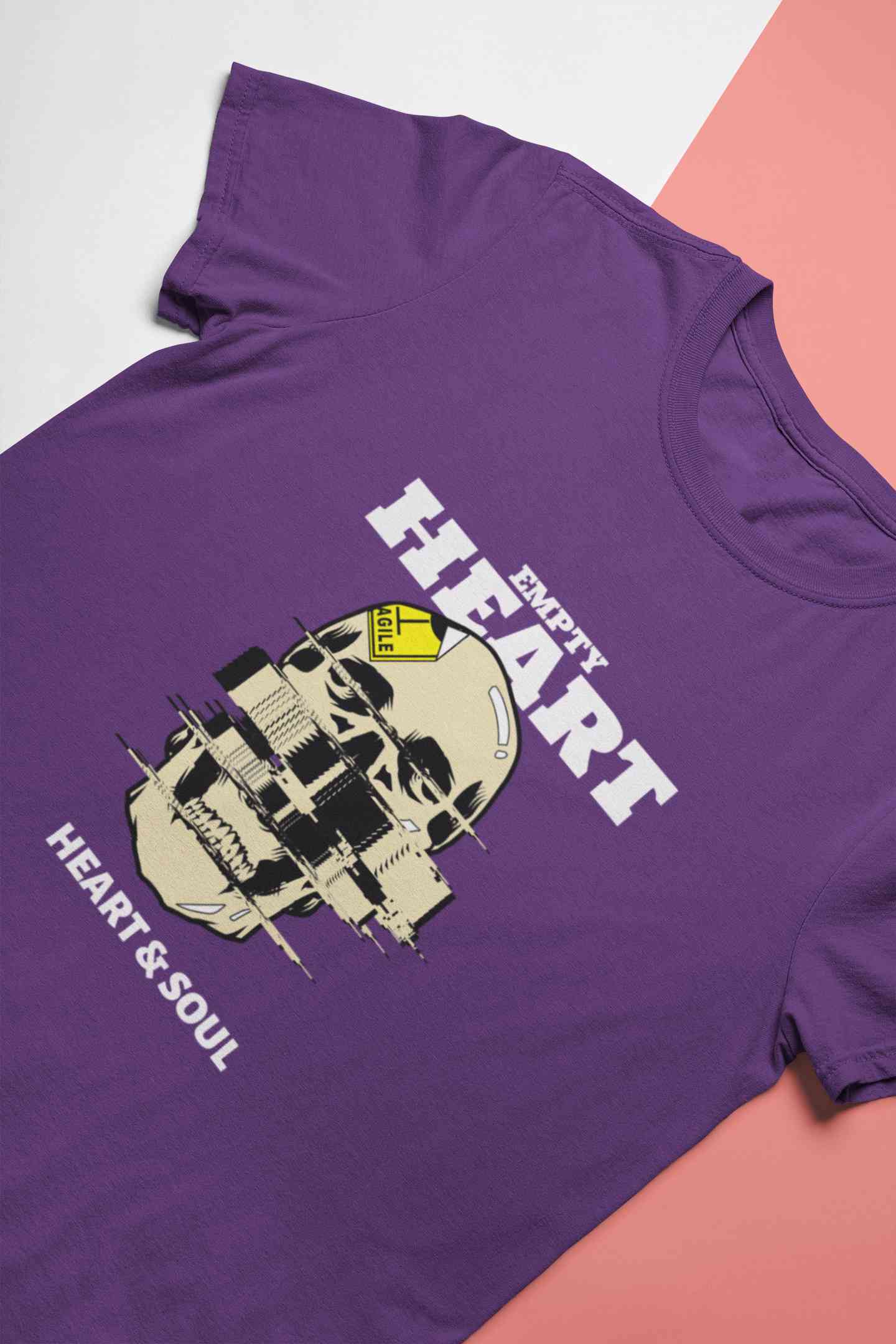Skull Empty Heart And Soul Graphic Women Half Sleeves T-shirt- FunkyTeesClub