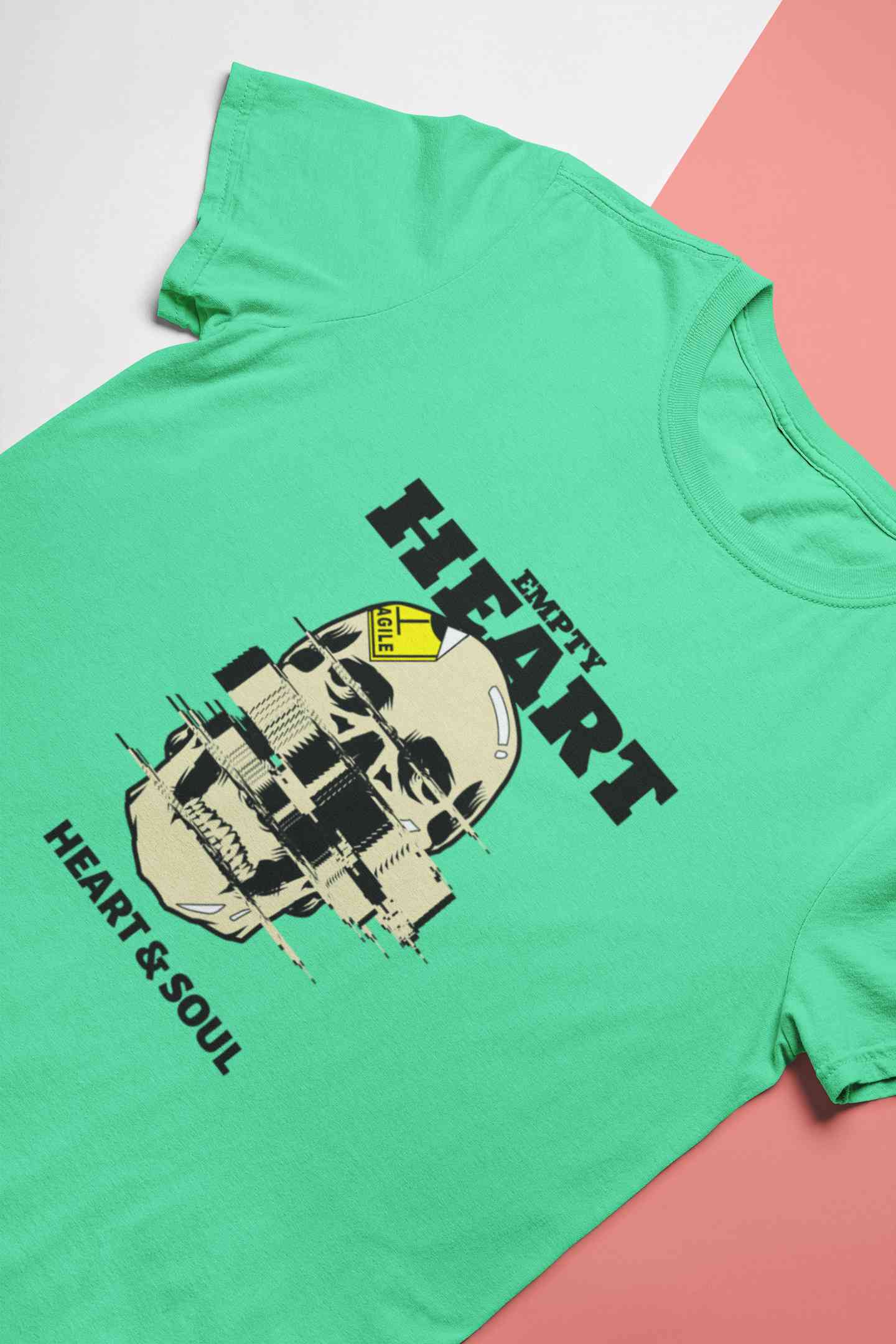 Skull Empty Heart And Soul Graphic Women Half Sleeves T-shirt- FunkyTeesClub