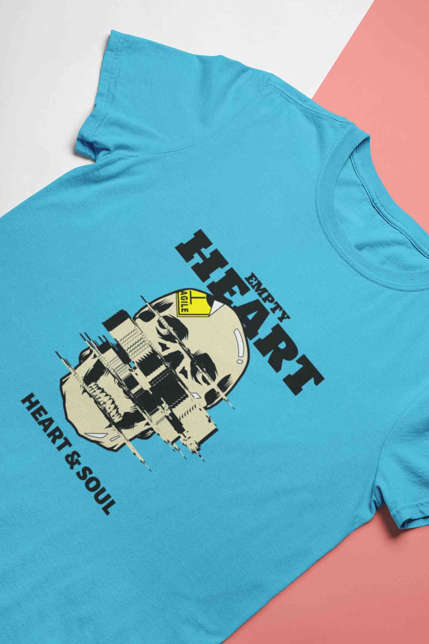 Skull Empty Heart And Soul Graphic Mens Half Sleeves T-shirt- FunkyTeesClub