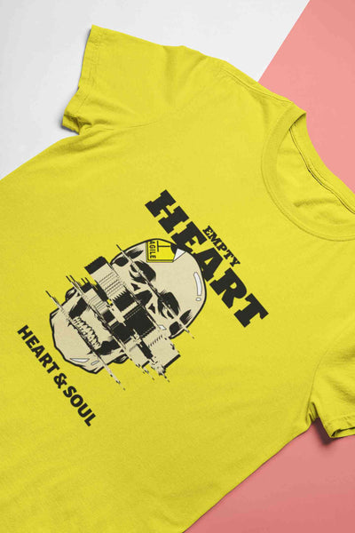 Skull Empty Heart And Soul Graphic Mens Half Sleeves T-shirt- FunkyTeesClub