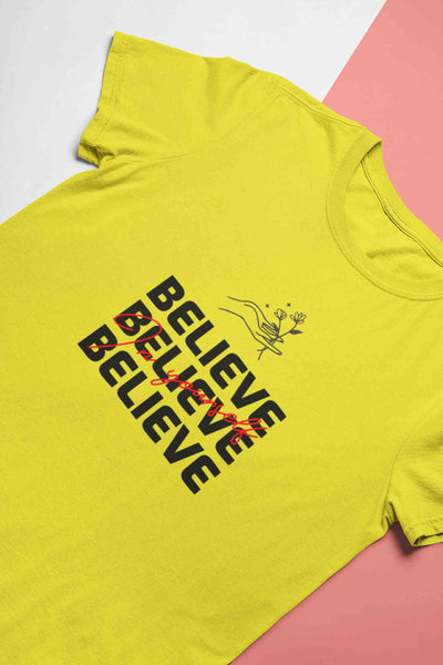 Believe In Yourself Typography Women Half Sleeves T-shirt- FunkyTeesClub