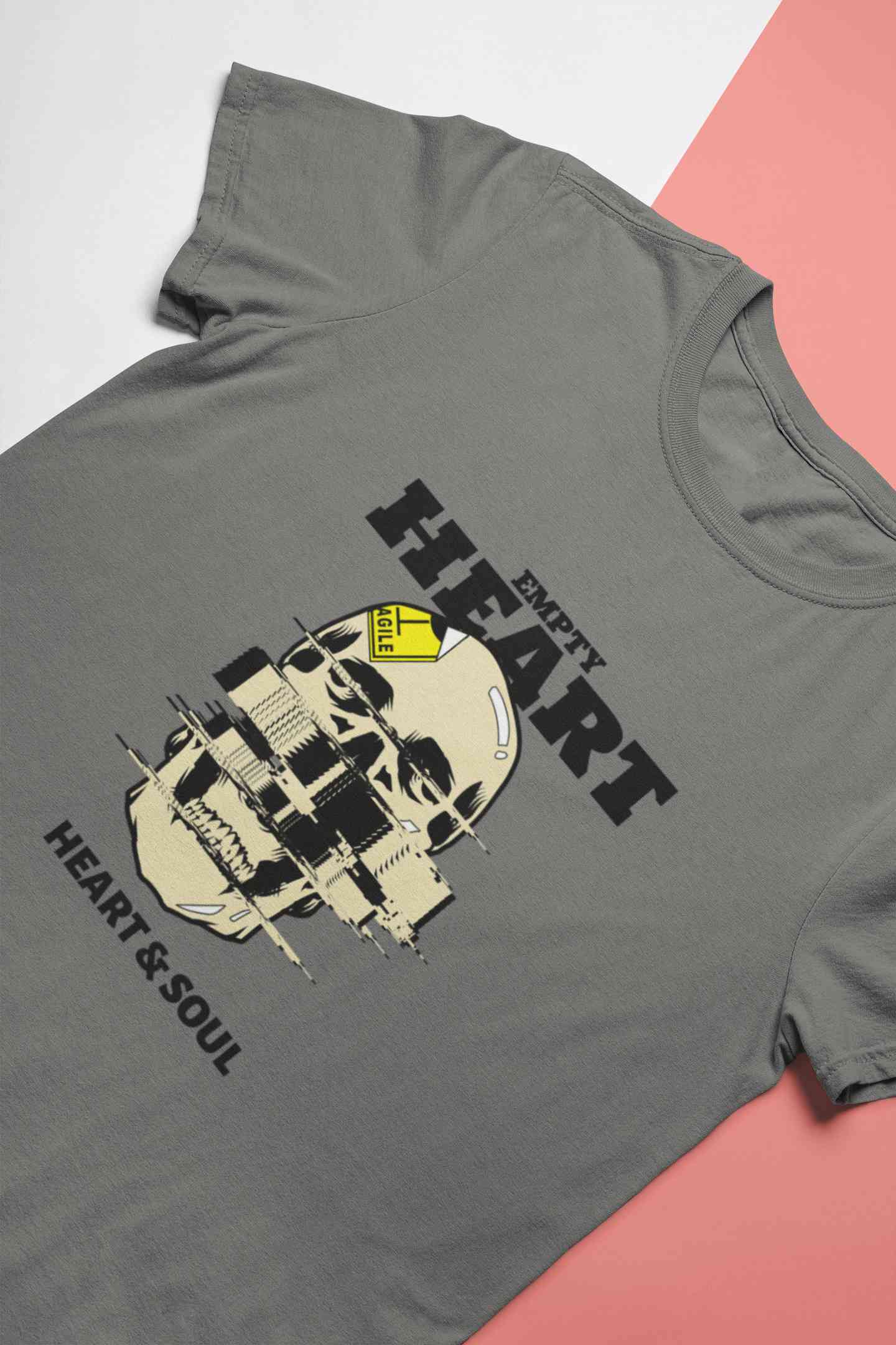 Skull Empty Heart And Soul Graphic Women Half Sleeves T-shirt- FunkyTeesClub