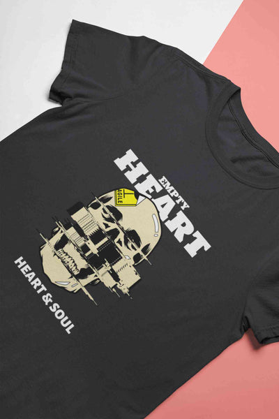 Skull Empty Heart And Soul Graphic Mens Half Sleeves T-shirt- FunkyTeesClub