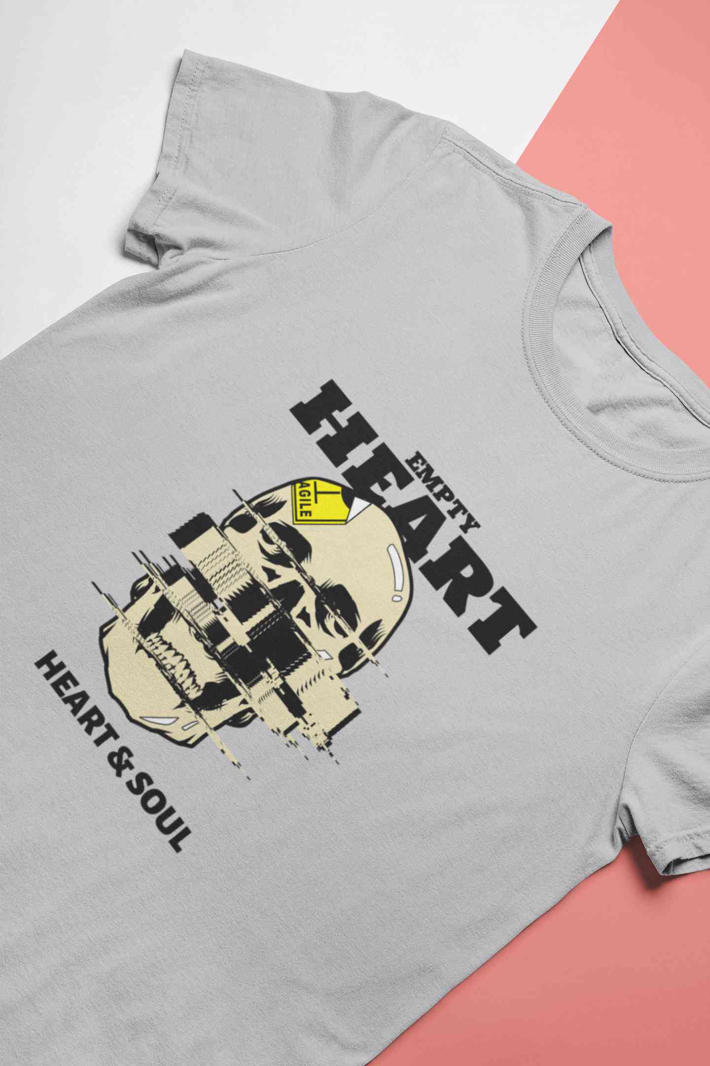 Skull Empty Heart And Soul Graphic Mens Half Sleeves T-shirt- FunkyTeesClub
