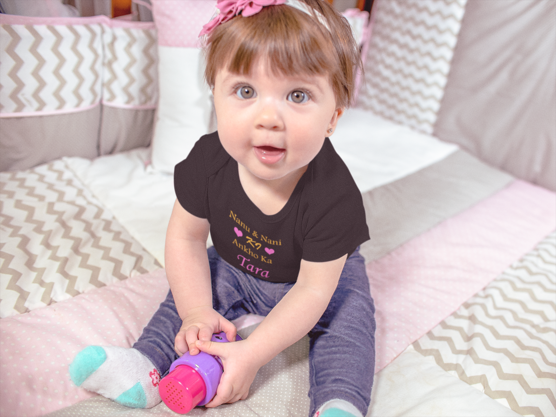 Nanu And Nani Ki Ankho Ka Tara Black Rompers for Baby Girl - FunkyTeesClub