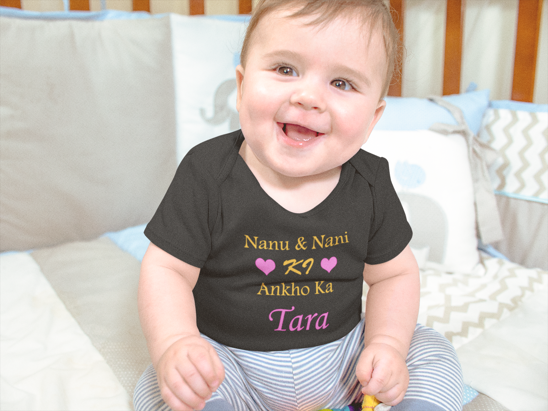 Nanu And Nani Ki Ankho Ka Tara Black Rompers for Baby Boy - FunkyTeesClub