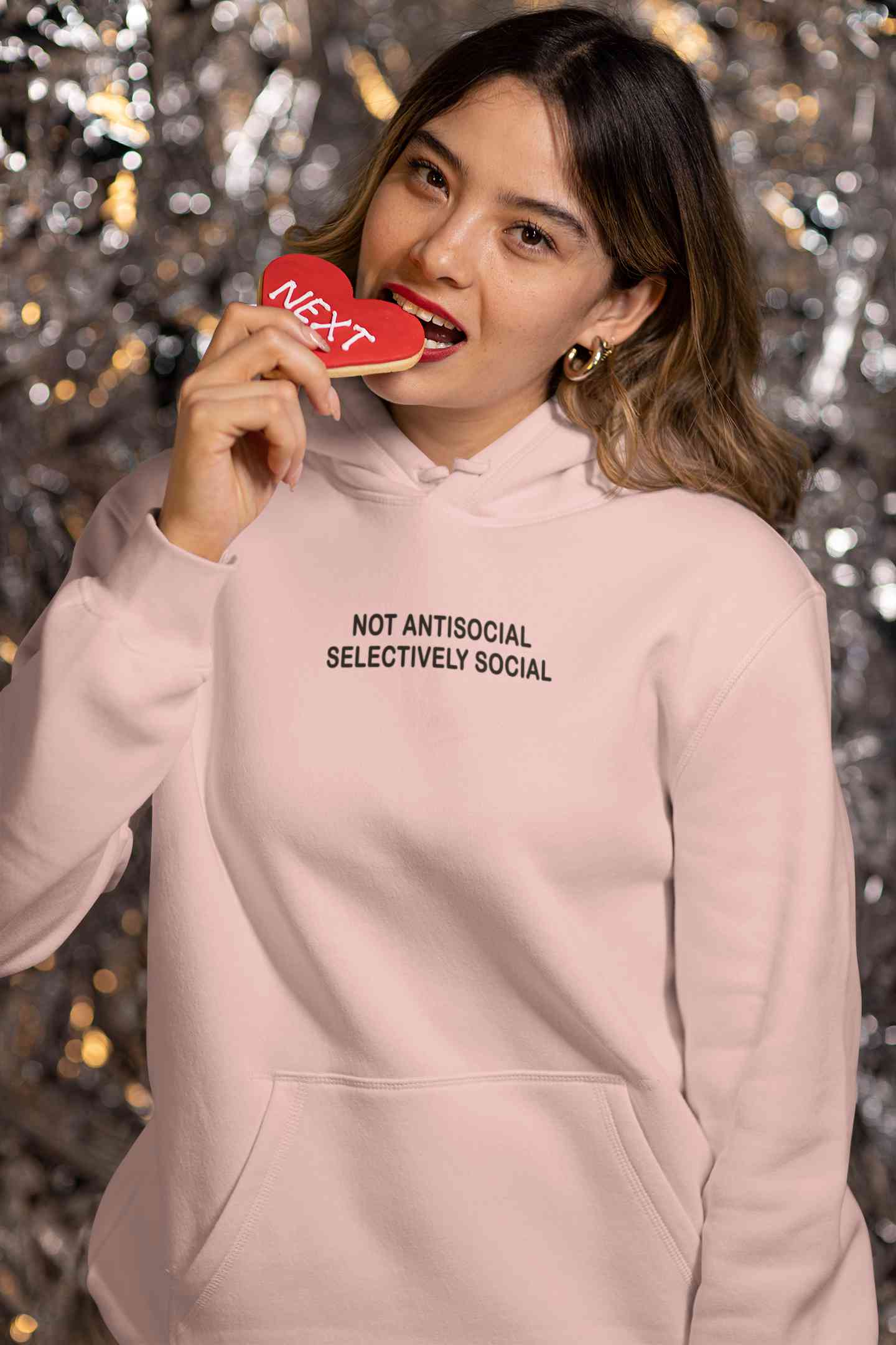 Not Anti Social Minimals Hoodies for Women-FunkyTeesClub