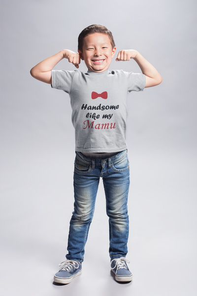 Handsome Like My Mamu Half Sleeves T-Shirt for Boy-FunkyTeesClub