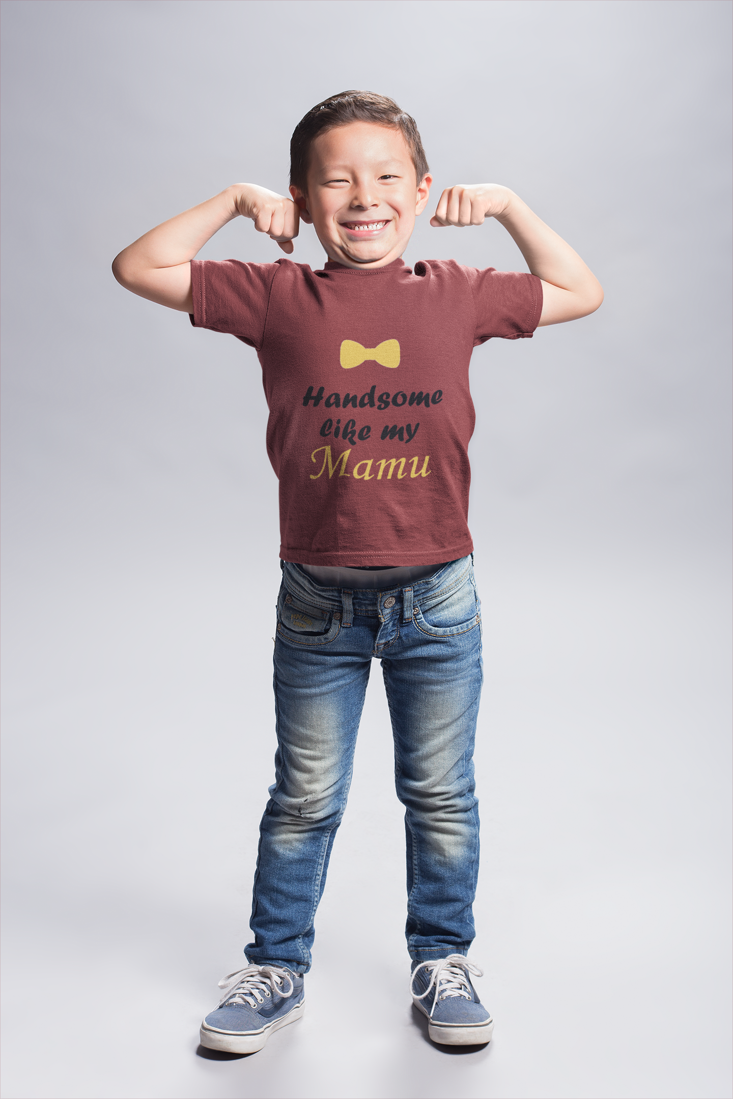 Handsome Like My Mamu Half Sleeves T-Shirt for Boy-FunkyTeesClub