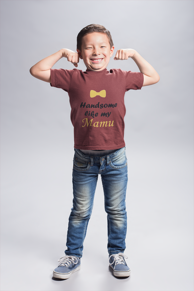 Handsome Like My Mamu Half Sleeves T-Shirt for Boy-FunkyTeesClub