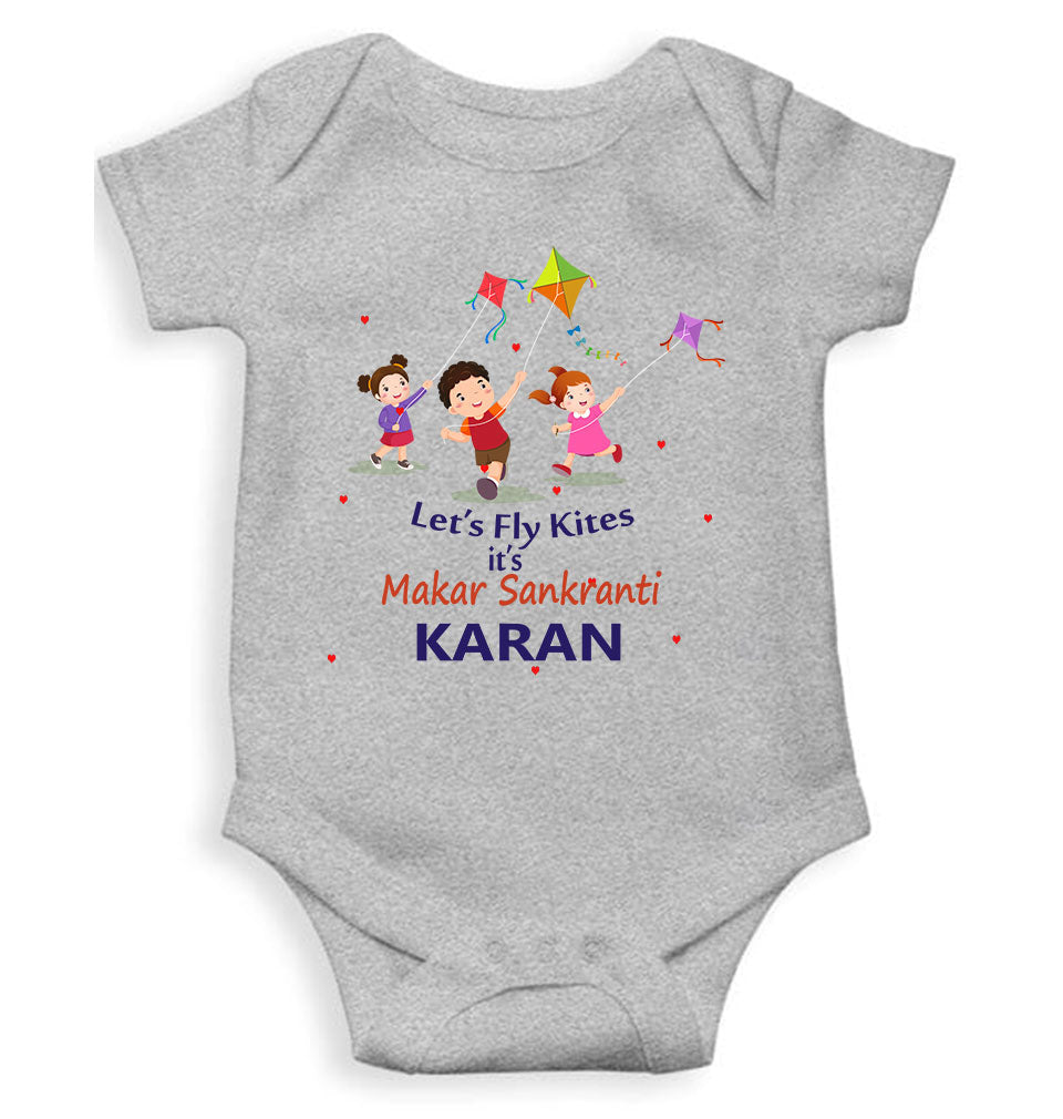 Custom Name Kai Po Che Makar Sankranti Rompers for Baby Boy- FunkyTeesClub