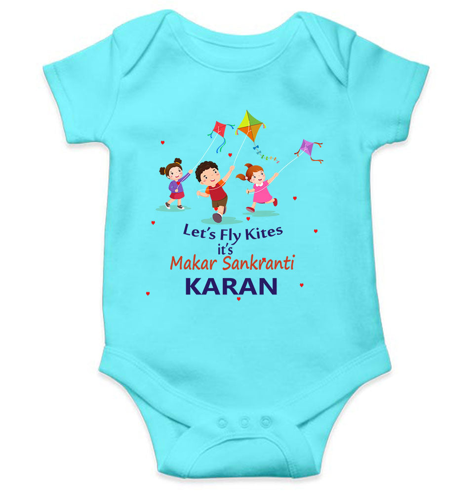 Custom Name Kai Po Che Makar Sankranti Rompers for Baby Boy- FunkyTeesClub