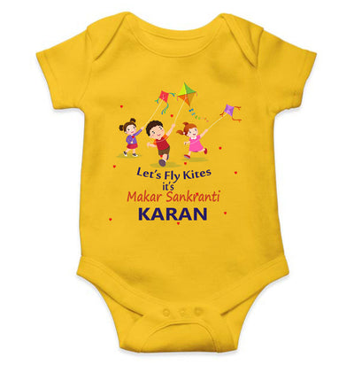Custom Name Kai Po Che Makar Sankranti Rompers for Baby Boy- FunkyTeesClub