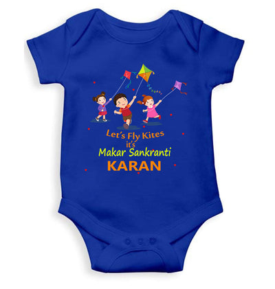 Custom Name Kai Po Che Makar Sankranti Rompers for Baby Boy- FunkyTeesClub