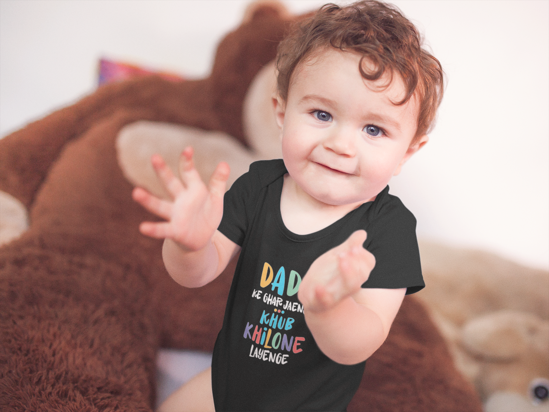 Dadu Ke Ghr Jayege Black Rompers for Baby Boy - FunkyTeesClub