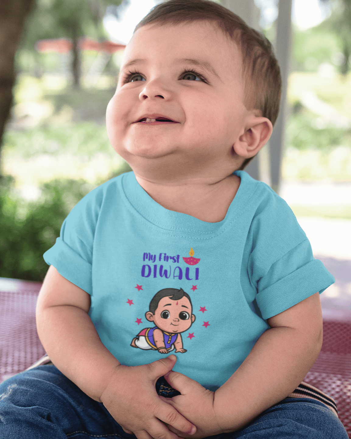 My First Diwali Cute Diwali Half Sleeves T-Shirt for Boys -FunkyTeesClub