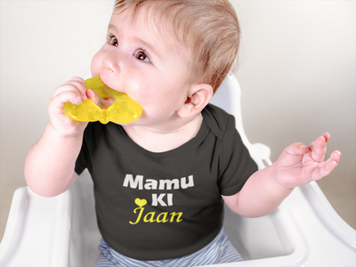 Mamu Ki Jaan Black Rompers for Baby Boy - FunkyTeesClub