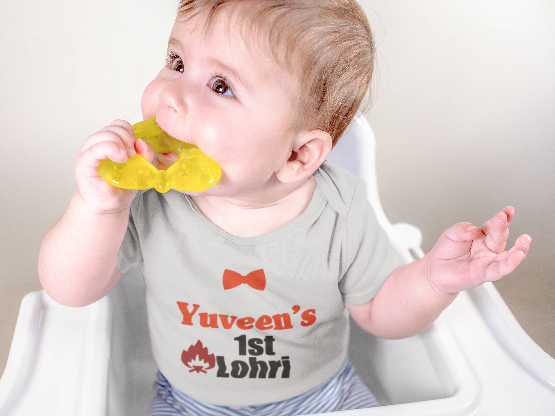 Custom Baby Name First Lohri Rompers for Baby Boy- FunkyTeesClub