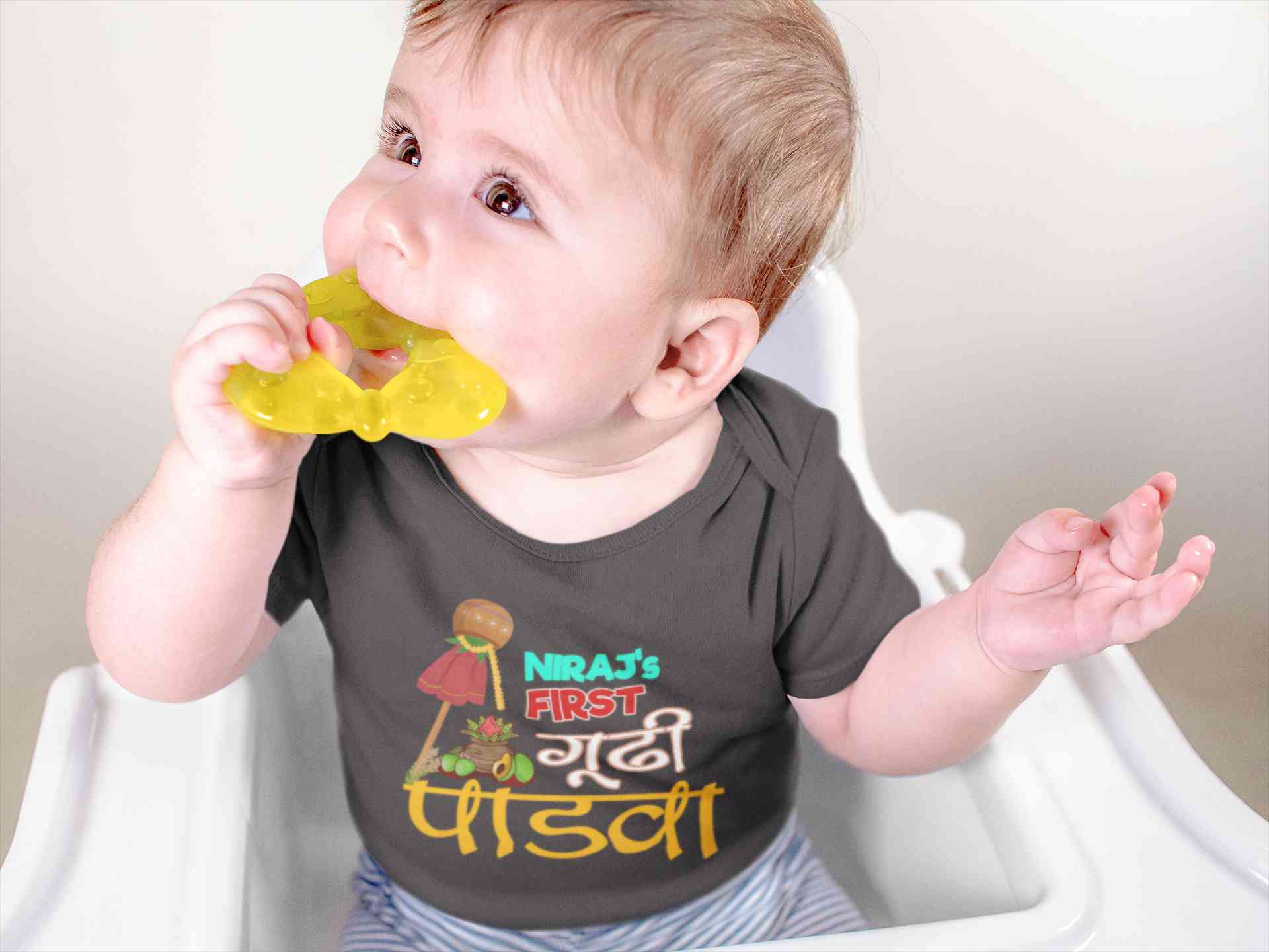 Custom Name My First Gudipadwa Rompers for Baby Boy- FunkyTeesClub