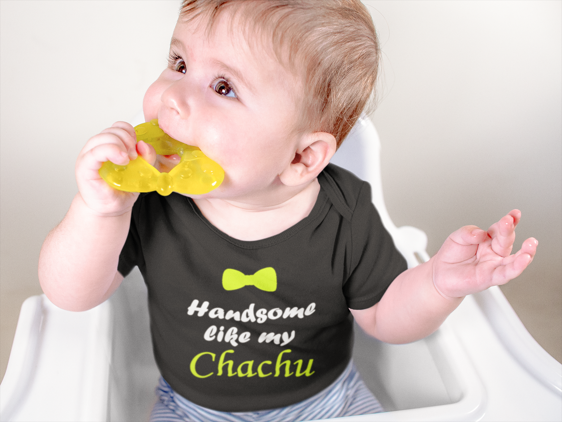 Handsome Like My Chachu Black Rompers for Baby Boy - FunkyTeesClub