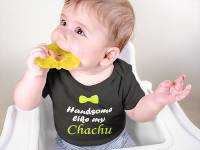Handsome Like My Chachu Black Rompers for Baby Boy - FunkyTeesClub