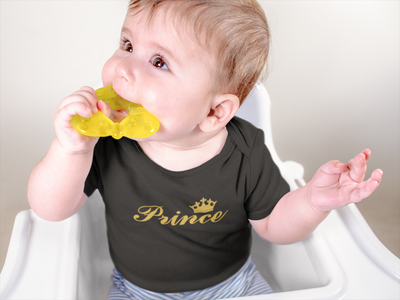 Prince Black Rompers for Baby Boy - FunkyTeesClub