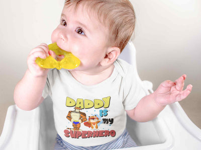 Superhero Dad Cartoon Rompers for Baby Boy- FunkyTeesClub