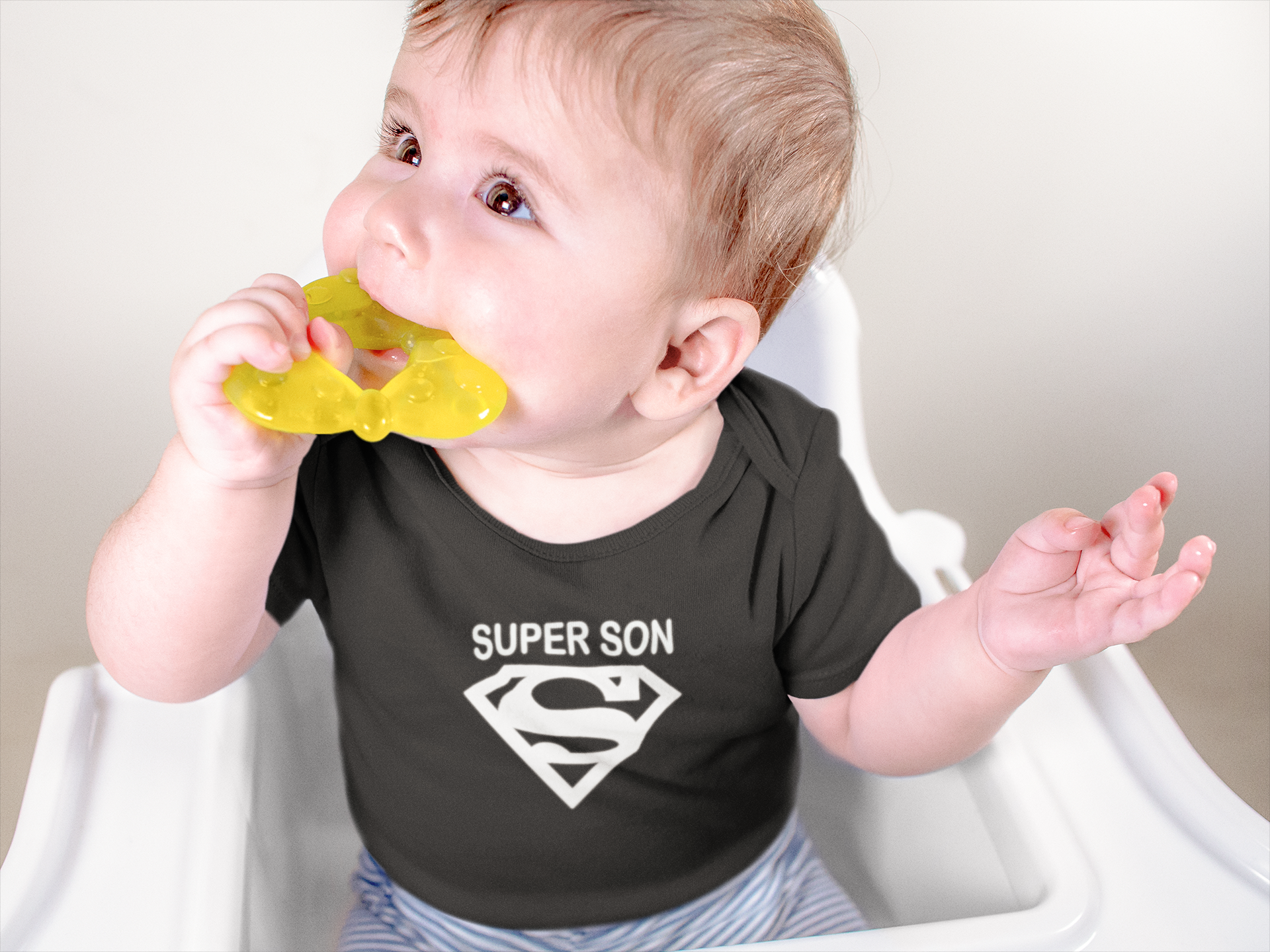 Super Son Black Rompers for Baby Boy - FunkyTeesClub