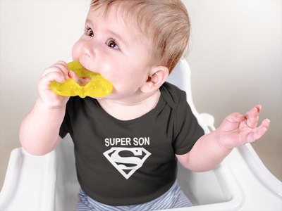 Super Son Black Rompers for Baby Boy - FunkyTeesClub