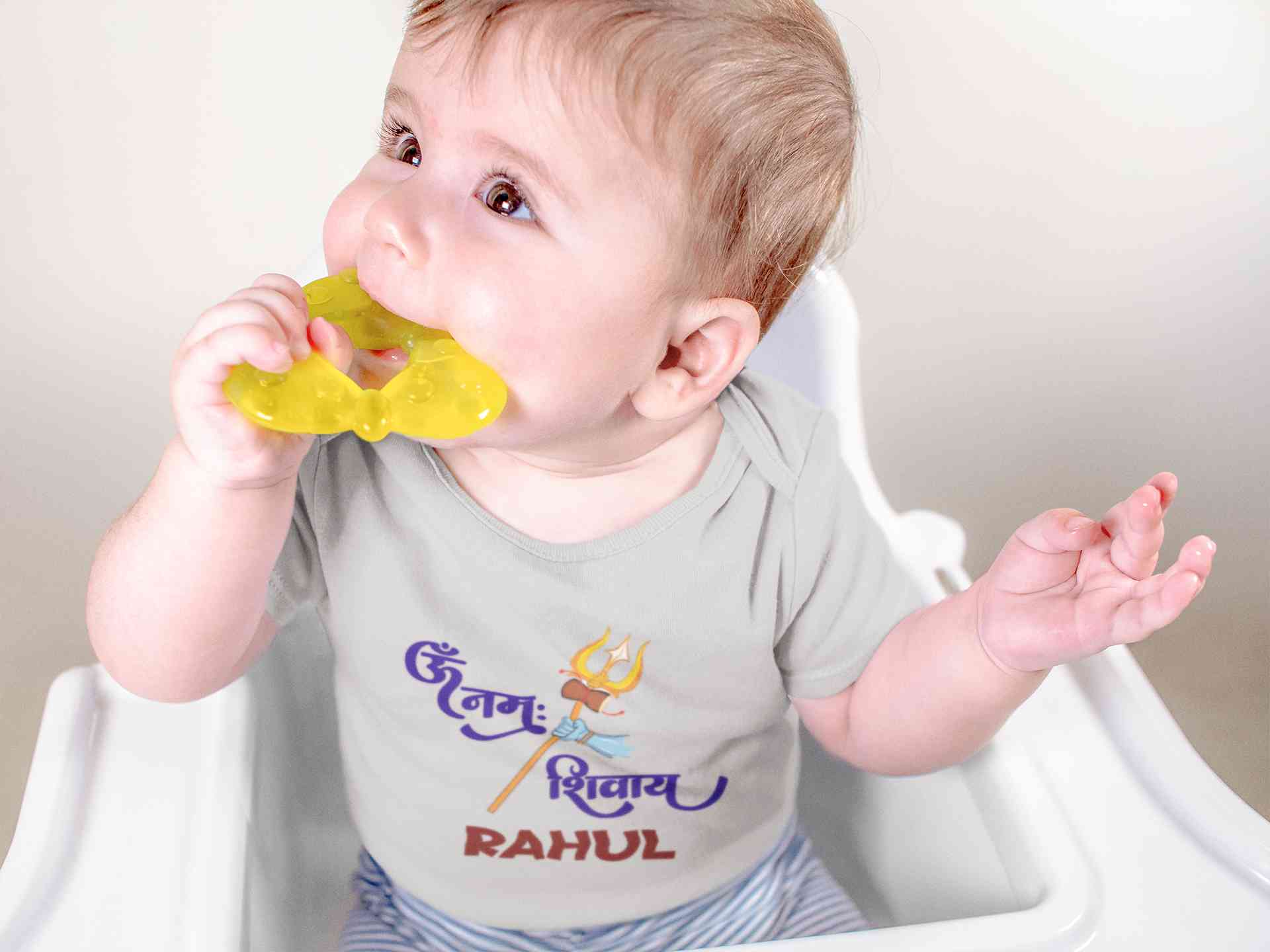 Custom Name Om Namah Shivay Mahashivratri Rompers for Baby Boy- FunkyTeesClub