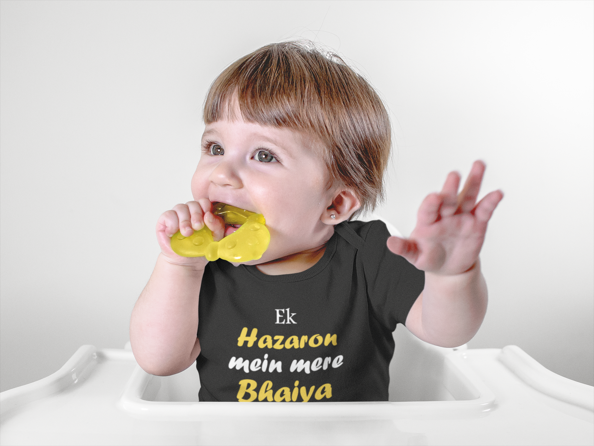 Ek Hazora Mai Mera Bhaiya Hai Black Rompers for Baby Girl - FunkyTeesClub