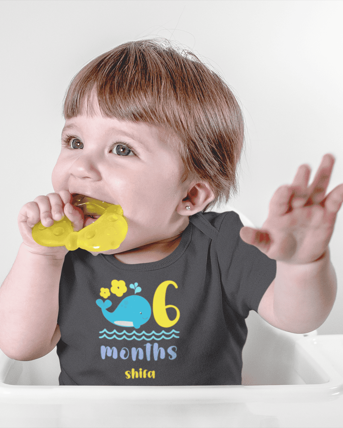 Custom Name Sixth Month Rompers for Baby Girl- FunkyTeesClub