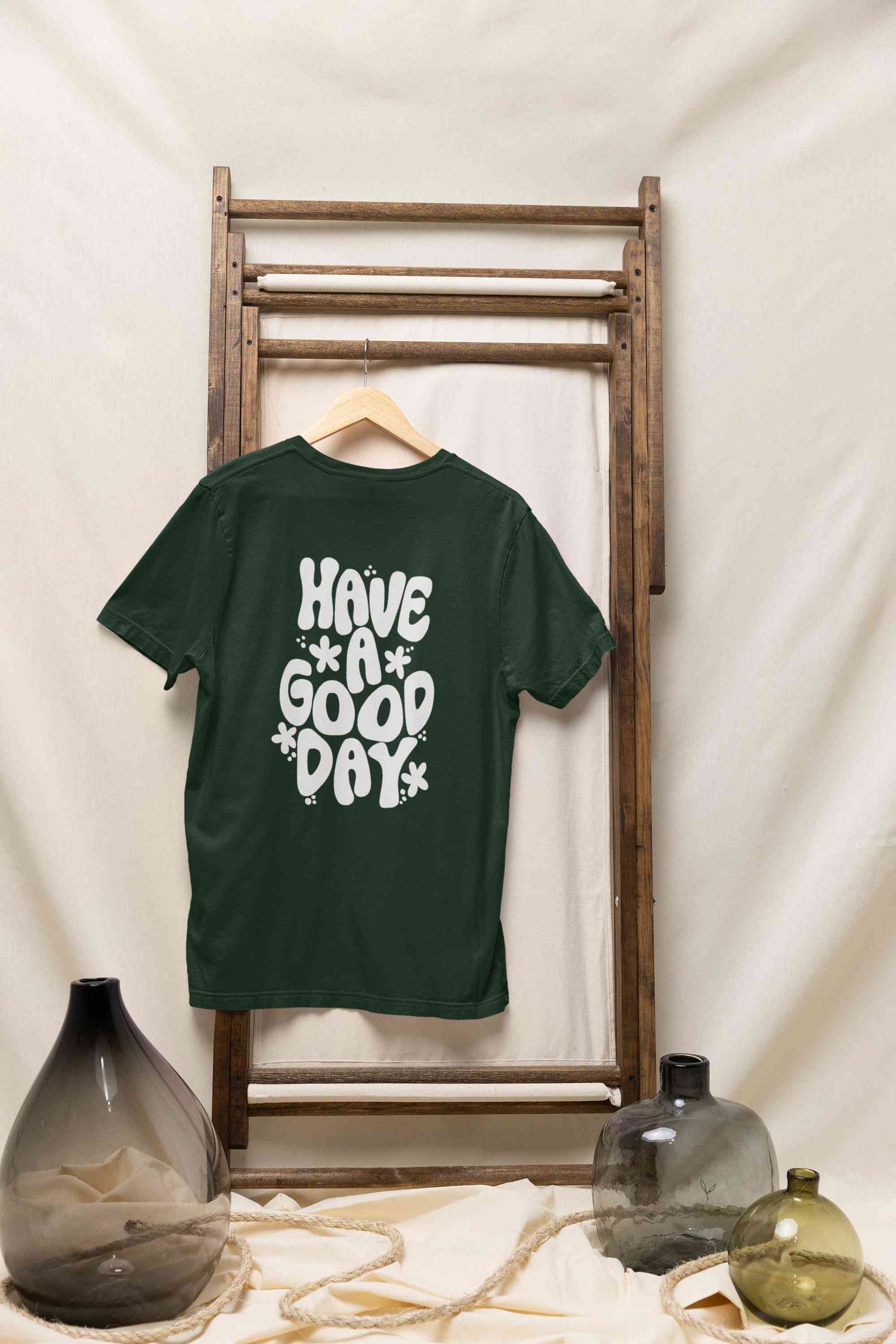 Have A Good Day Typography Back Print Women Half Sleeves T-shirt- FunkyTeesClub