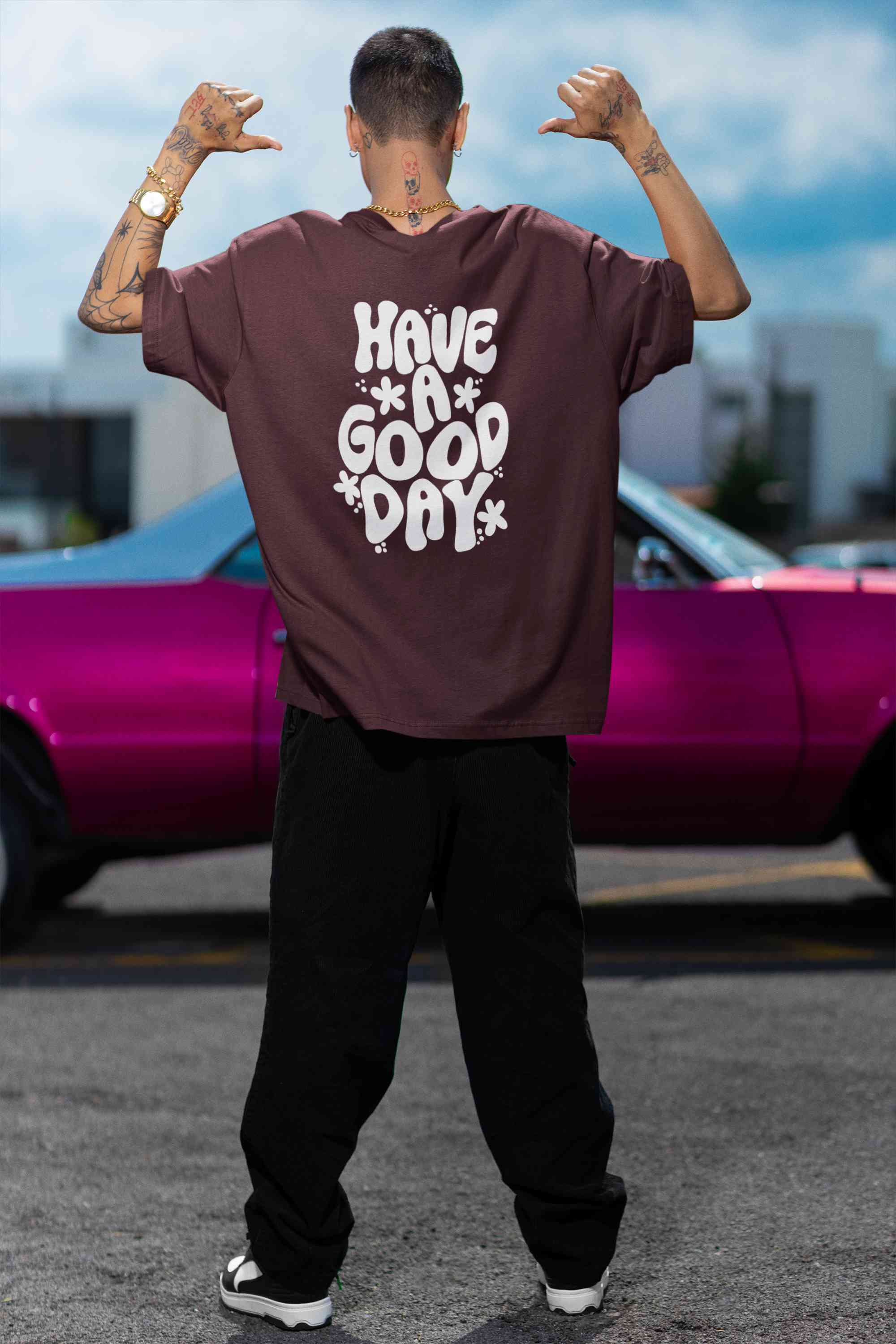 Have A Good Day Typography Back Print Mens Half Sleeves T-shirt- FunkyTeesClub