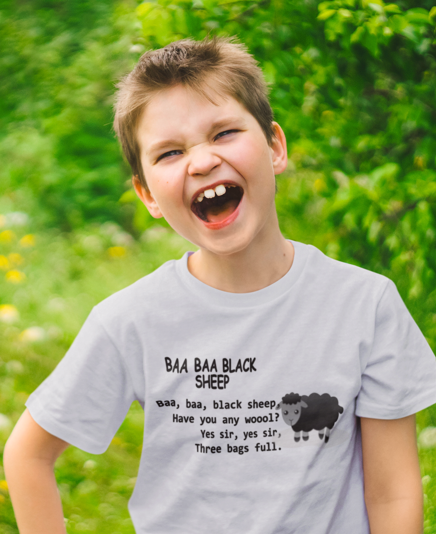 Baa Baa Black Sheep Poem Half Sleeves T-Shirt for Boy-FunkyTeesClub