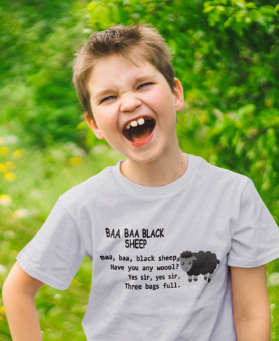 Baa Baa Black Sheep Poem Half Sleeves T-Shirt for Boy-FunkyTeesClub
