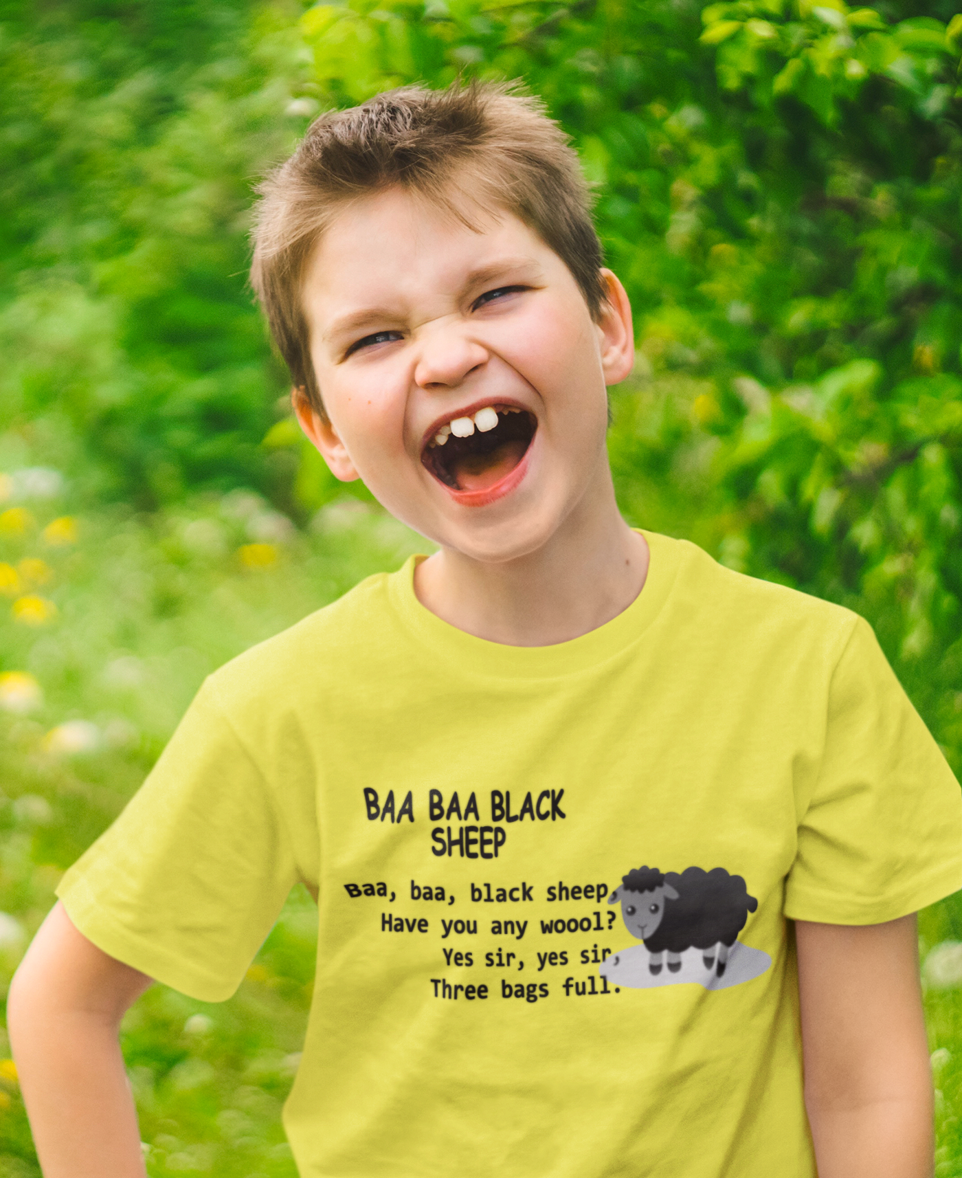 Baa Baa Black Sheep Poem Half Sleeves T-Shirt for Boy-FunkyTeesClub