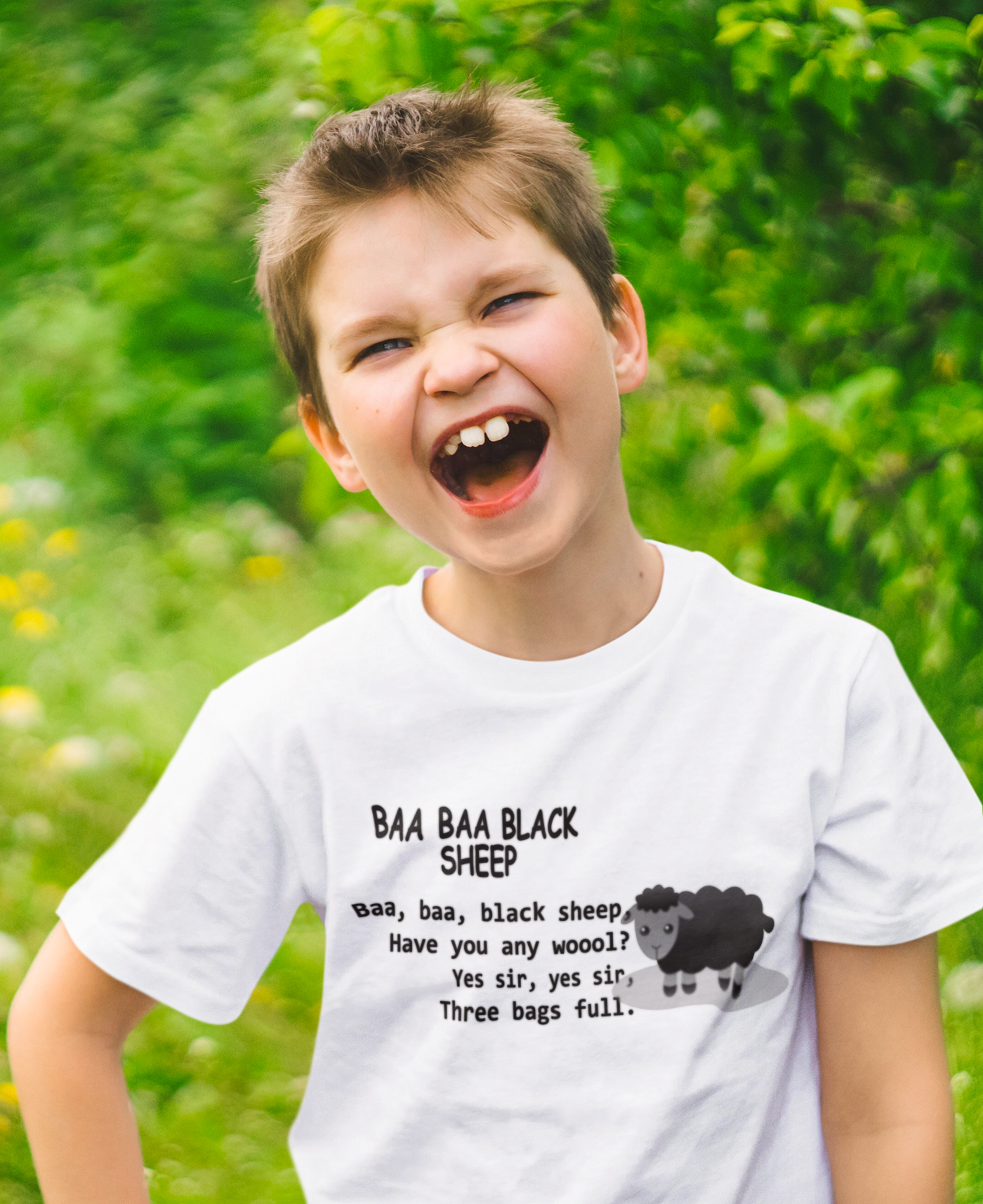 Baa Baa Black Sheep Poem Half Sleeves T-Shirt for Boy-FunkyTeesClub