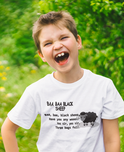 Baa Baa Black Sheep Poem Half Sleeves T-Shirt for Boy-FunkyTeesClub
