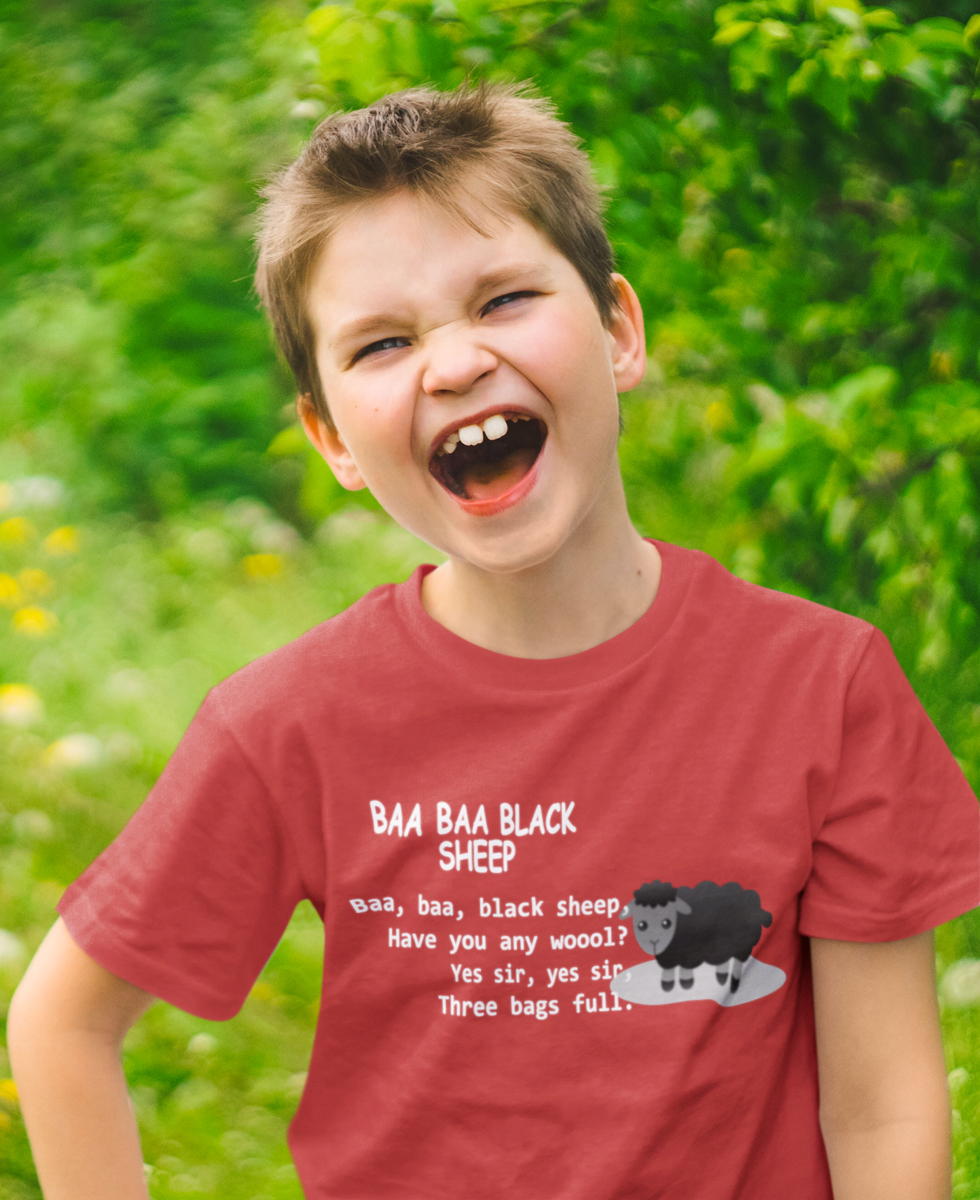 Baa Baa Black Sheep Poem Half Sleeves T-Shirt for Boy-FunkyTeesClub