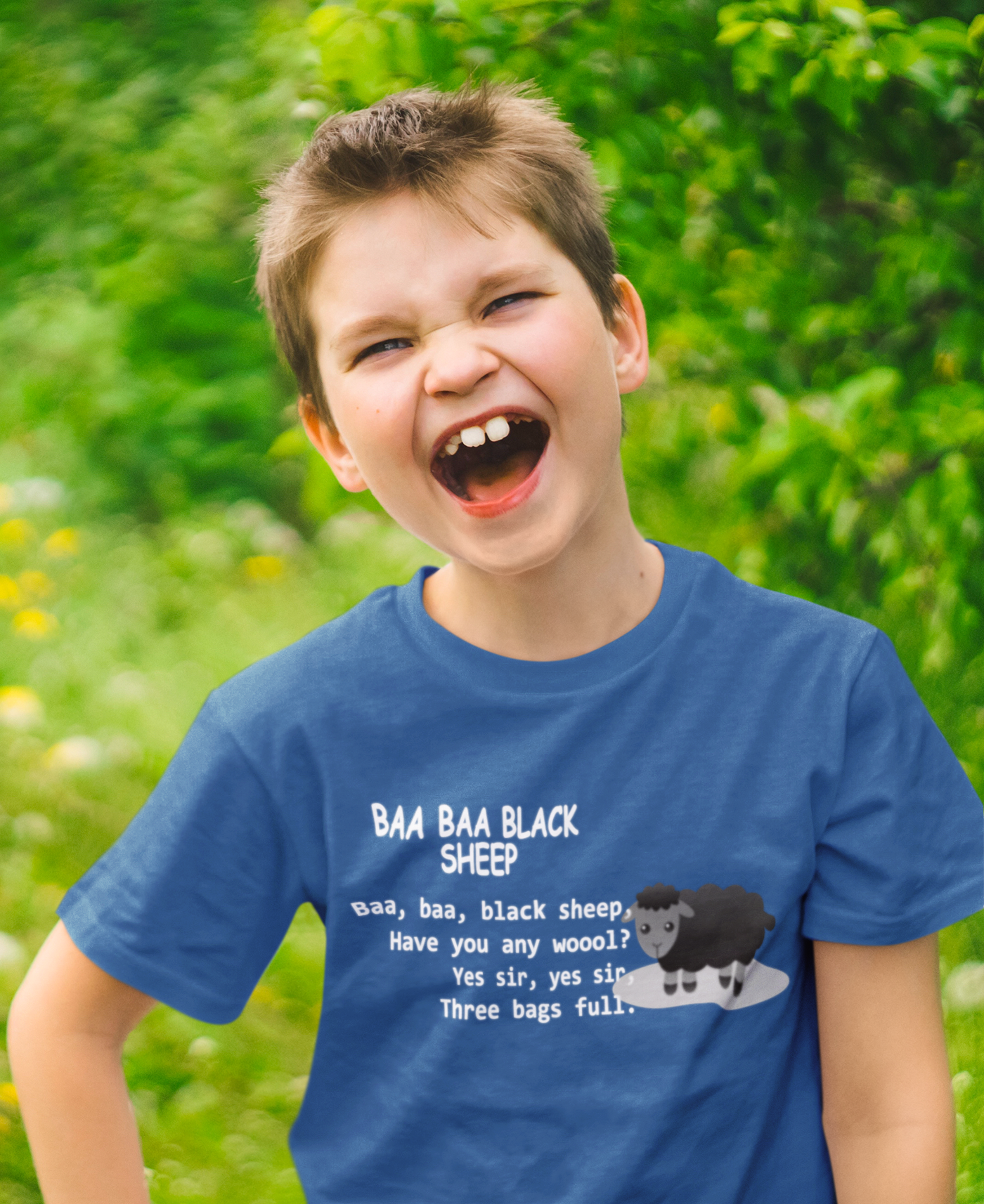 Baa Baa Black Sheep Poem Half Sleeves T-Shirt for Boy-FunkyTeesClub