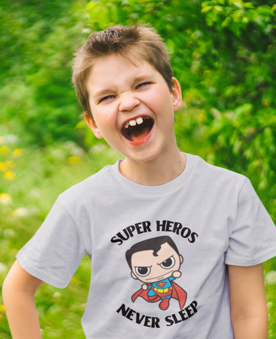 Super Heros Never Sleeps Half Sleeves T-Shirt for Boy-FunkyTeesClub