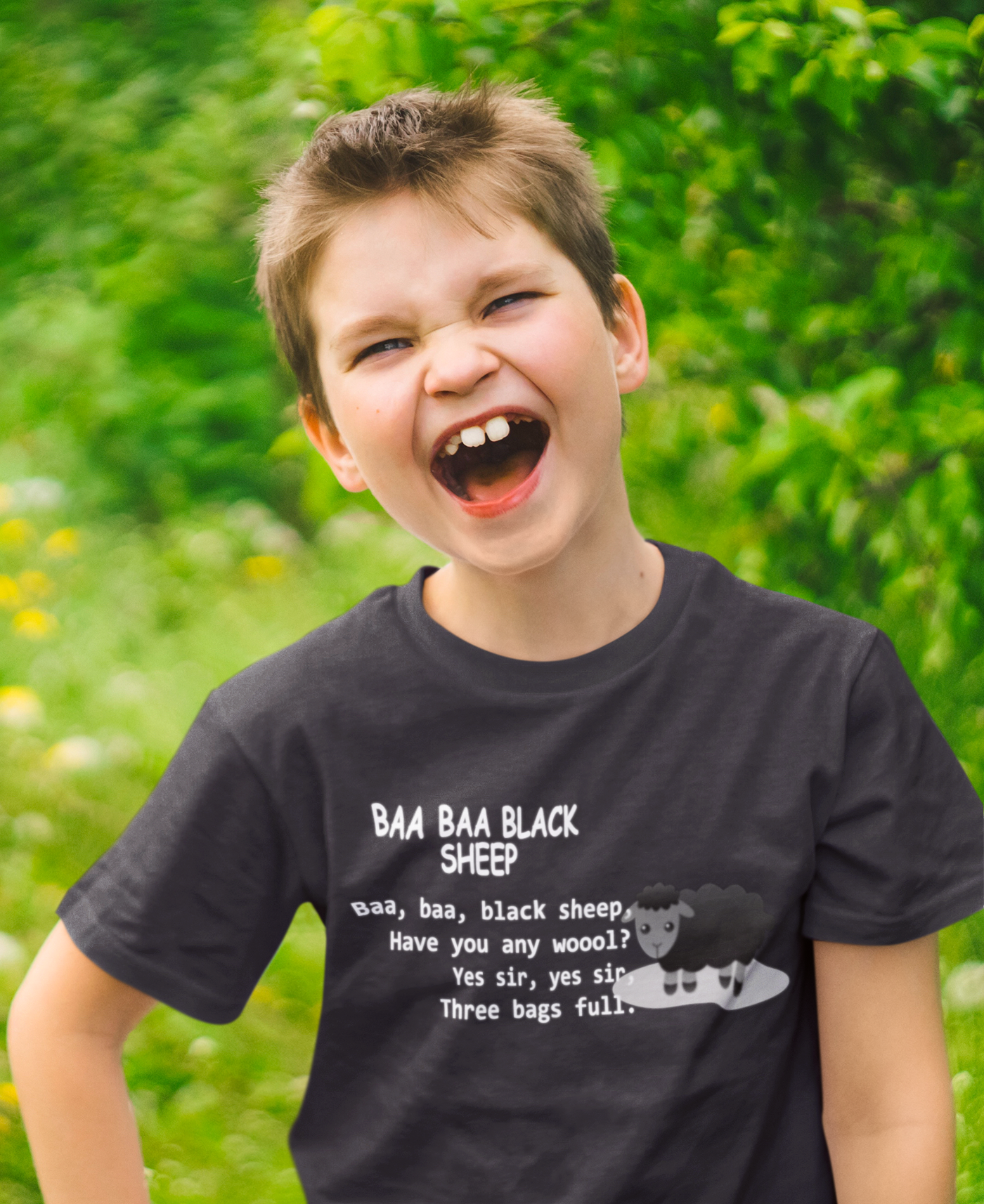 Baa Baa Black Sheep Poem Half Sleeves T-Shirt for Boy-FunkyTeesClub