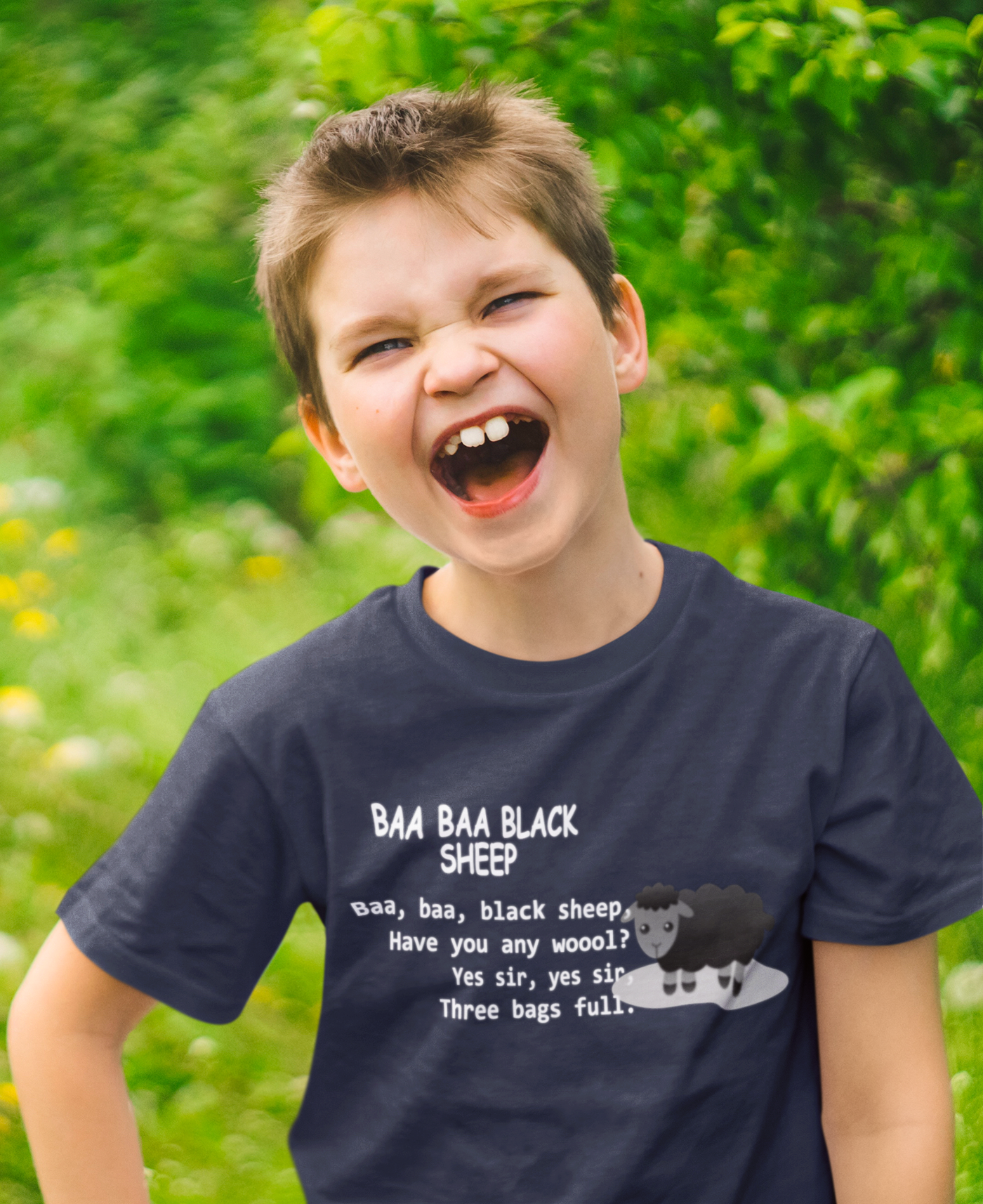 Baa Baa Black Sheep Poem Half Sleeves T-Shirt for Boy-FunkyTeesClub