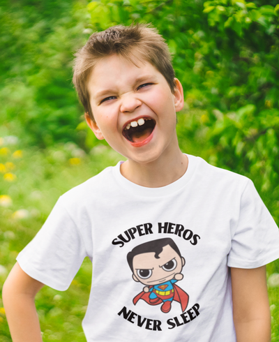 Super Heros Never Sleeps Half Sleeves T-Shirt for Boy-FunkyTeesClub