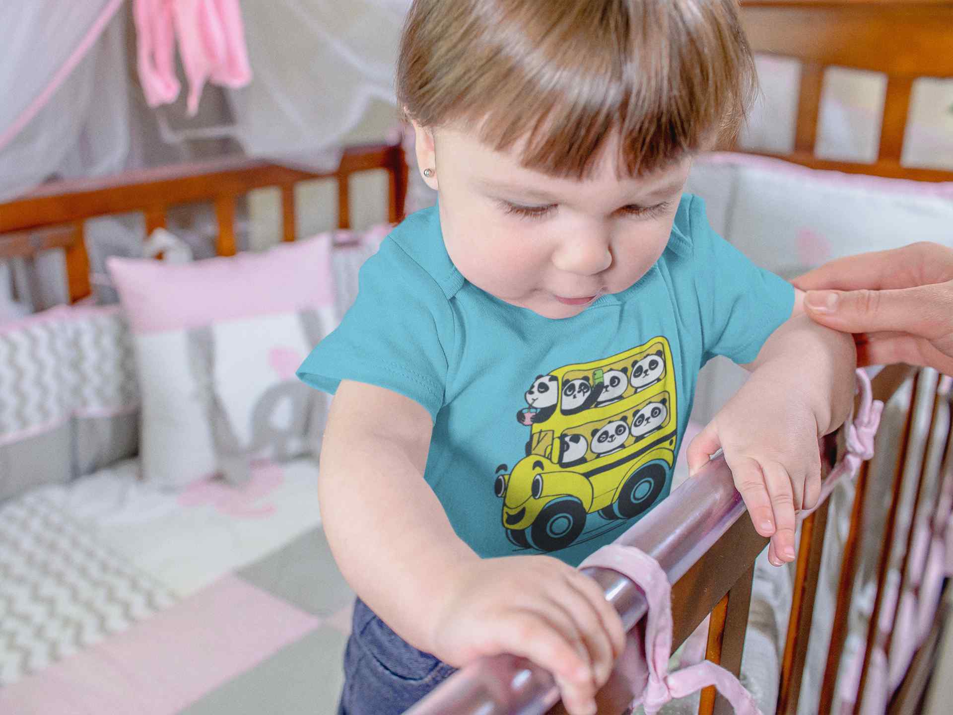 Panda Yellow Bus Cartoon Rompers for Baby Girl- FunkyTeesClub