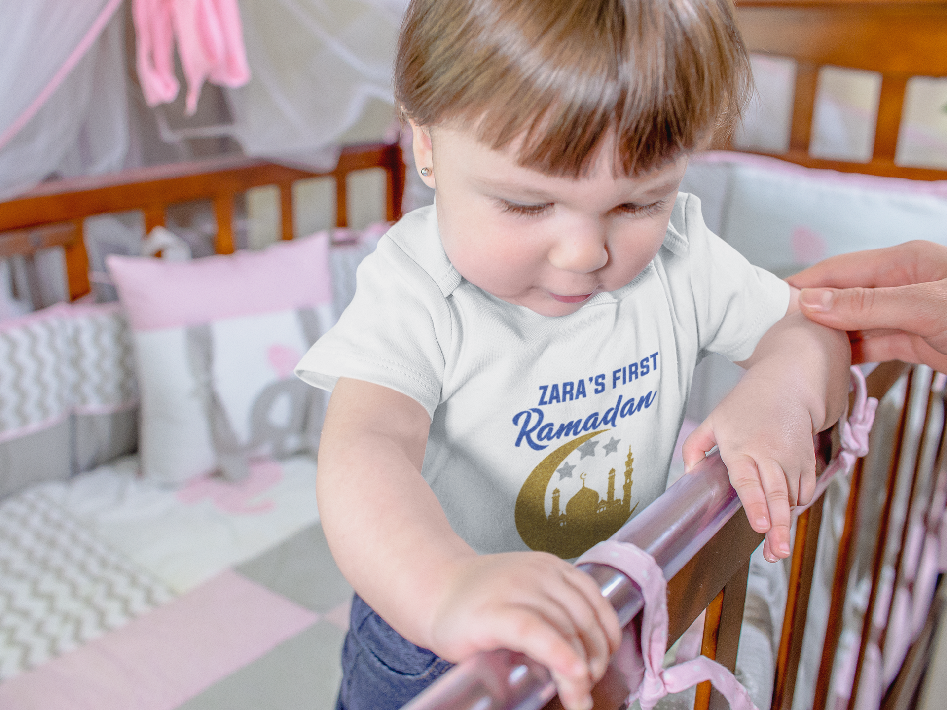 First Ramadan Custom Name Eid Rompers for Baby Girl- FunkyTeesClub
