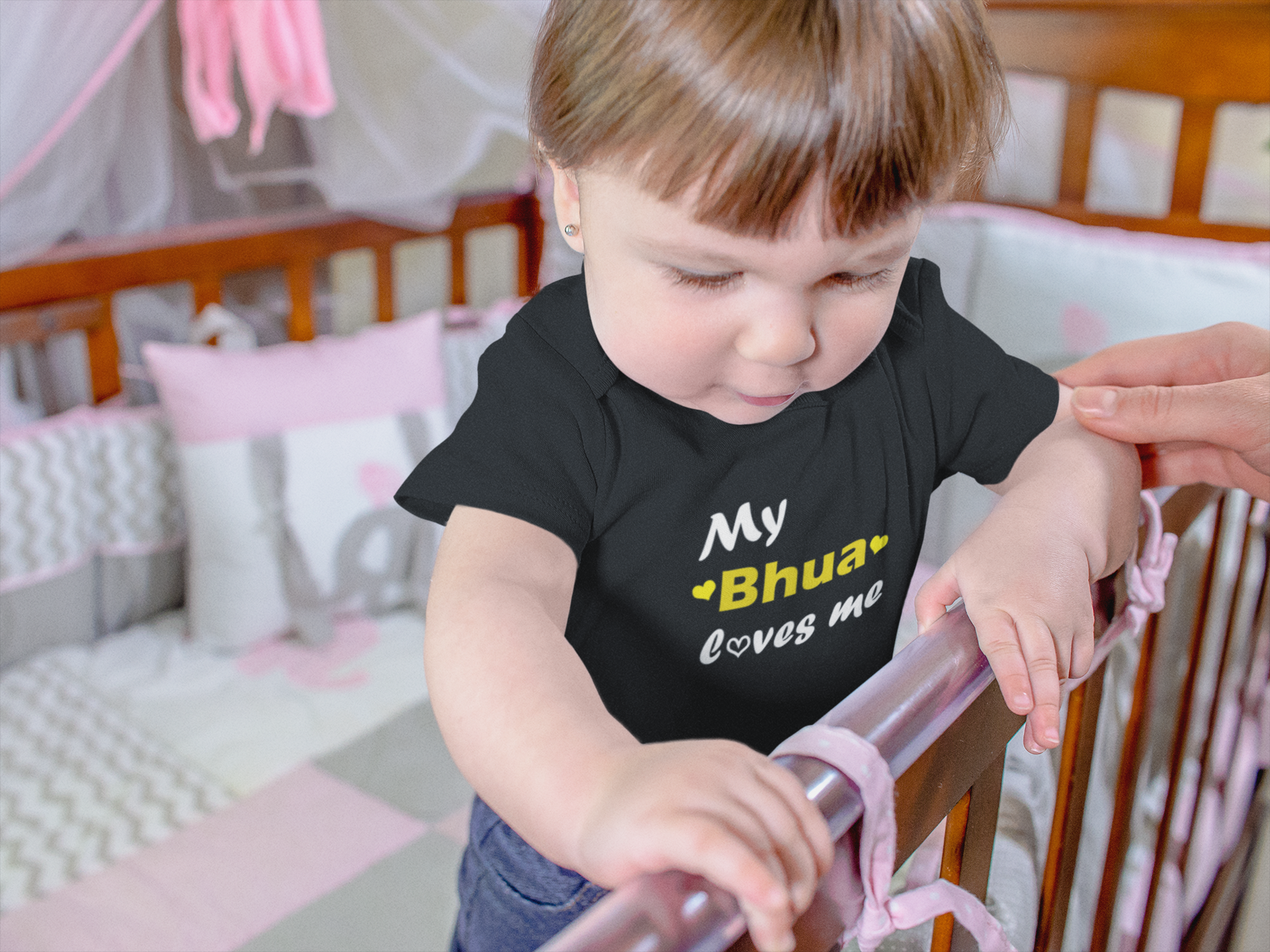 My Buva Loves Me Black Rompers for Baby Girl - FunkyTeesClub