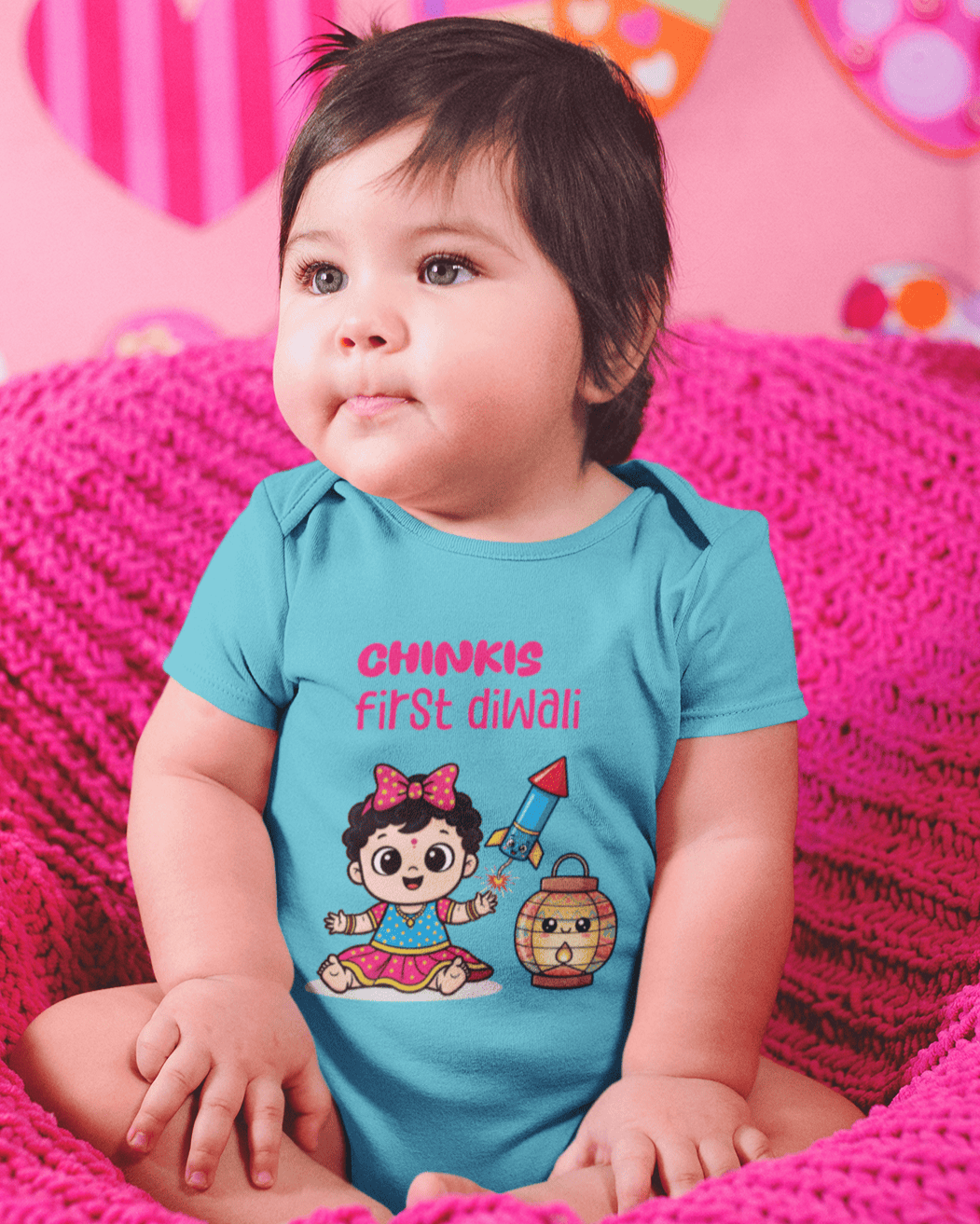 Custom Name My First Diwali Cute Diwali Rompers for Baby Girl- FunkyTeesClub